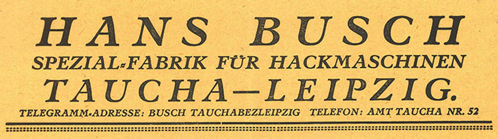 Hans Busch, Spezialfabrik für Hackmaschinen